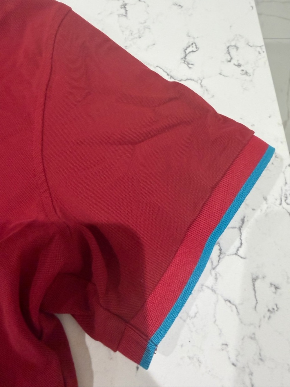 Psycho Bunny Red Polo with Blue Contrast Collar - Picture 3 of 5